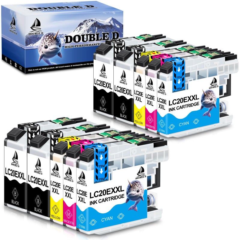 DOUBLE D Upgraded LC20E Compatible Replacement for Brother LC20E LC-20E XXL Ink Cartridges for Brother MFC-J985DW J775DW J5920DW J985DWXL Printer (4BK+2C+2M+2Y) 10 Pack-Updated Version - Image 1